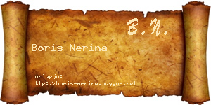 Boris Nerina névjegykártya